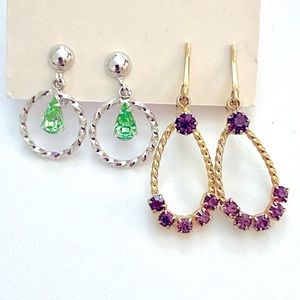 Vintage 1960’s Sterling Silver Screw-Back Earrings / Rhinestone Earrings